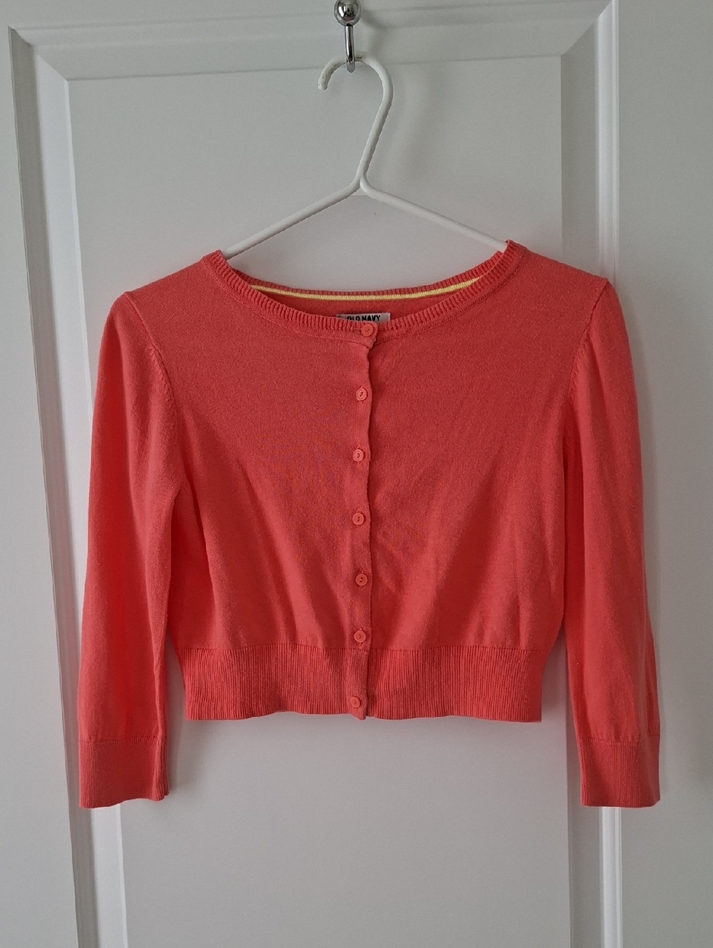 Old Navy Coral 100% Cotton Light Buttons 3/4 Sleeves Sweater XS